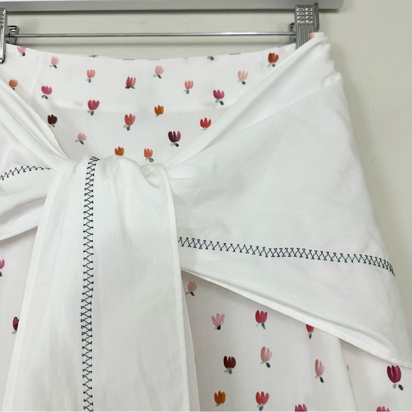 Rosie Assoulin Ula cotton poplin flower Waist Wrap midi skirt Tulip-printed - Picture 10 of 16